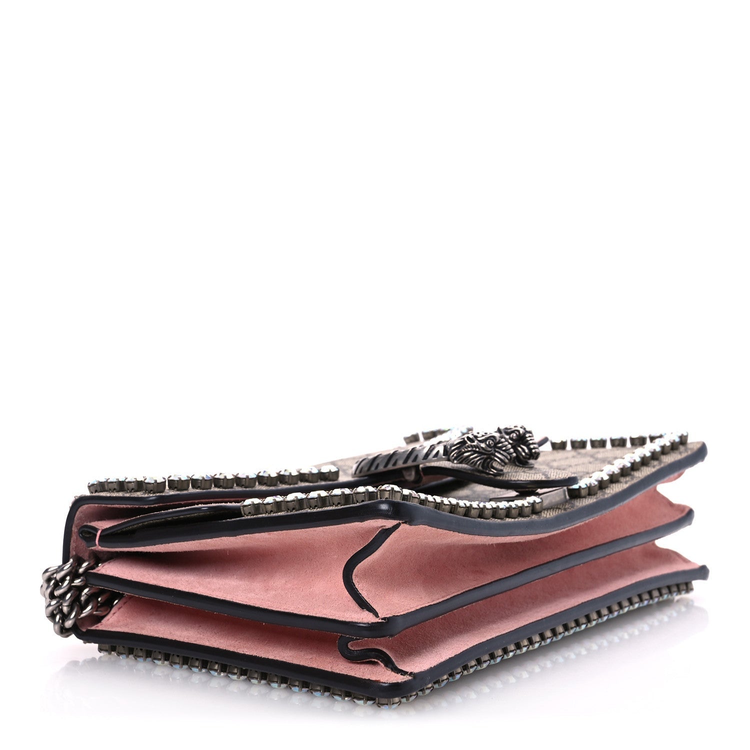 Gucci GG Supreme Monogram Suede Crystal Small Dionysus Shoulder Bag Beige Ebony Light Peonia 4 of 7