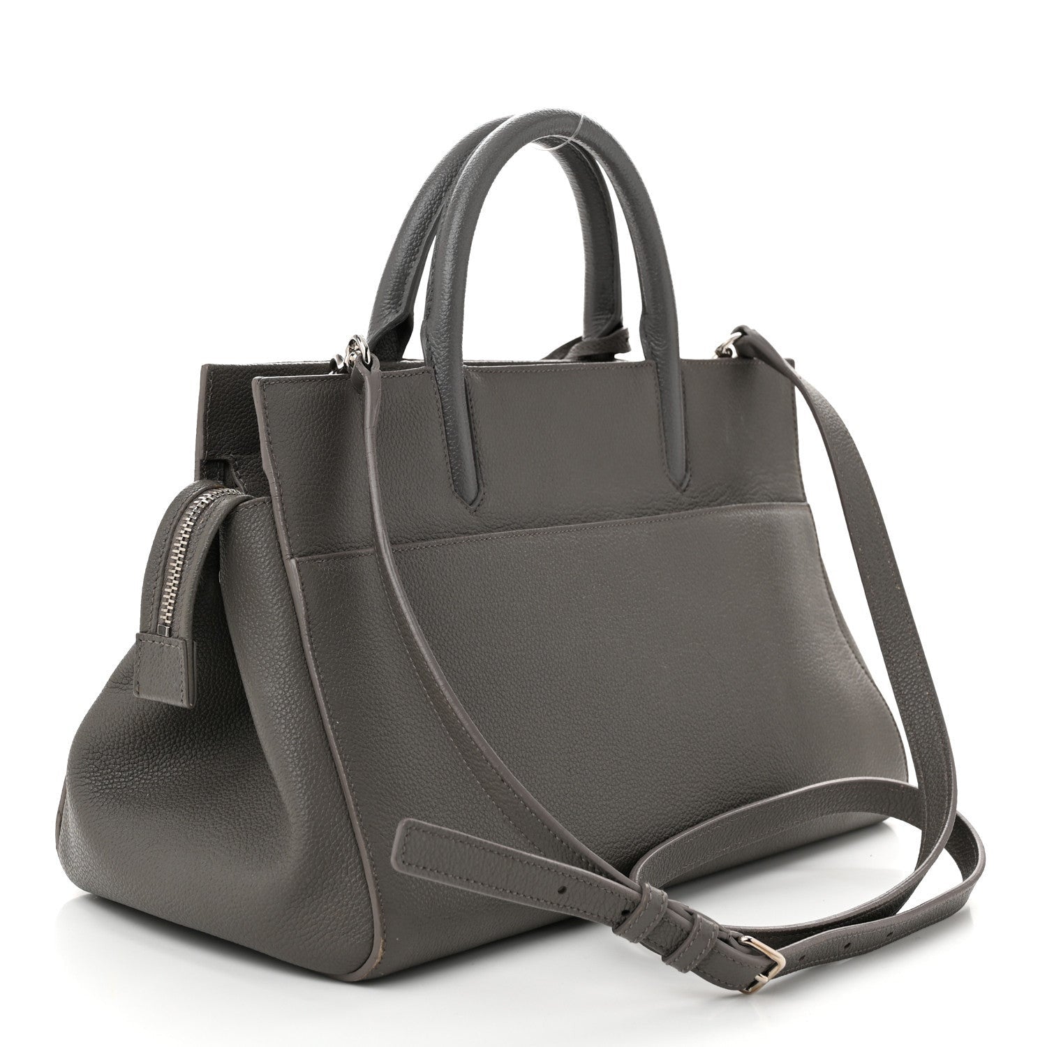 Saint Laurent Grained Calfskin Small Cabas Rive Gauche Fog 3 of 7