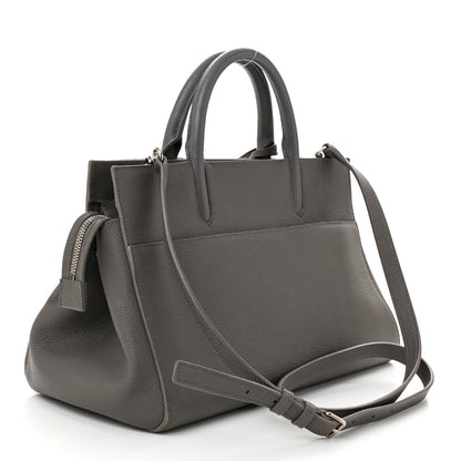 Saint Laurent Grained Calfskin Small Cabas Rive Gauche Fog 3 of 7