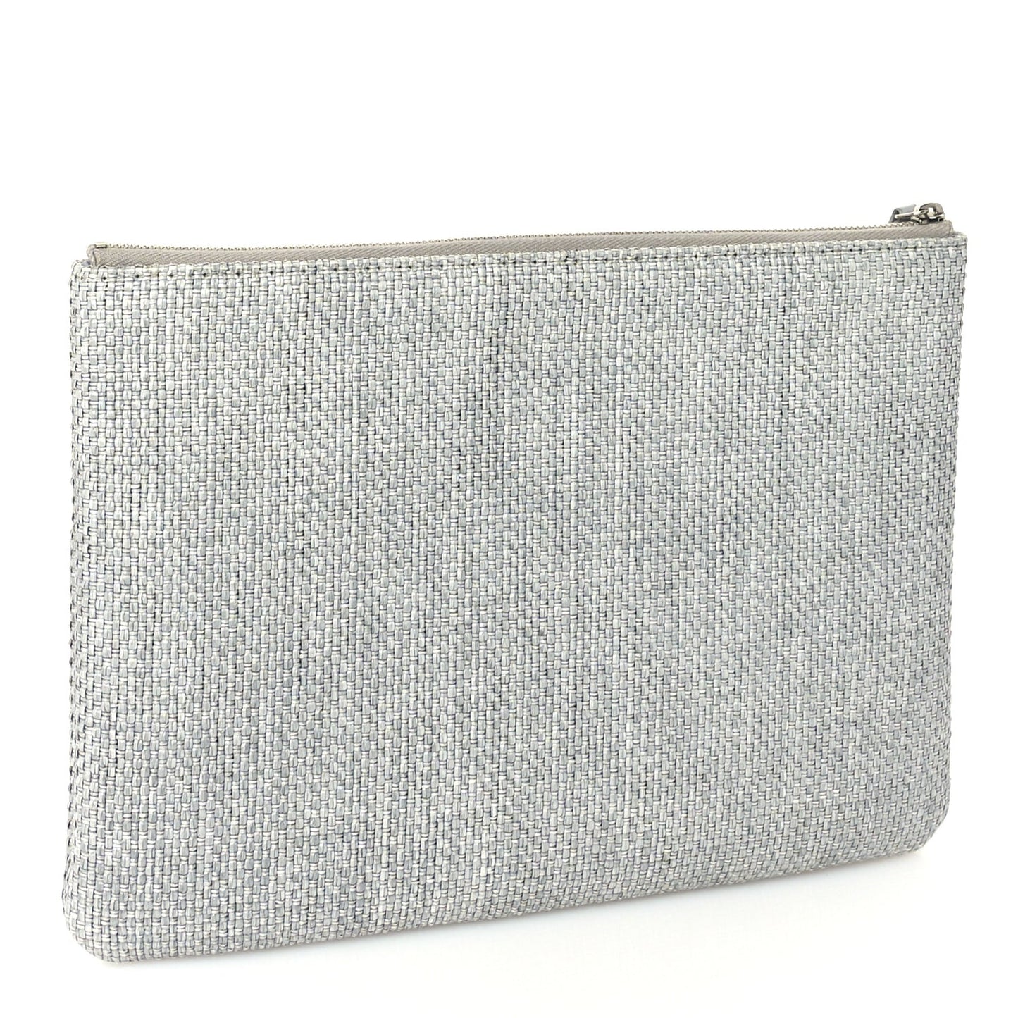 Woven Straw Raffia Medium Deauville Cosmetic Pouch  Grey