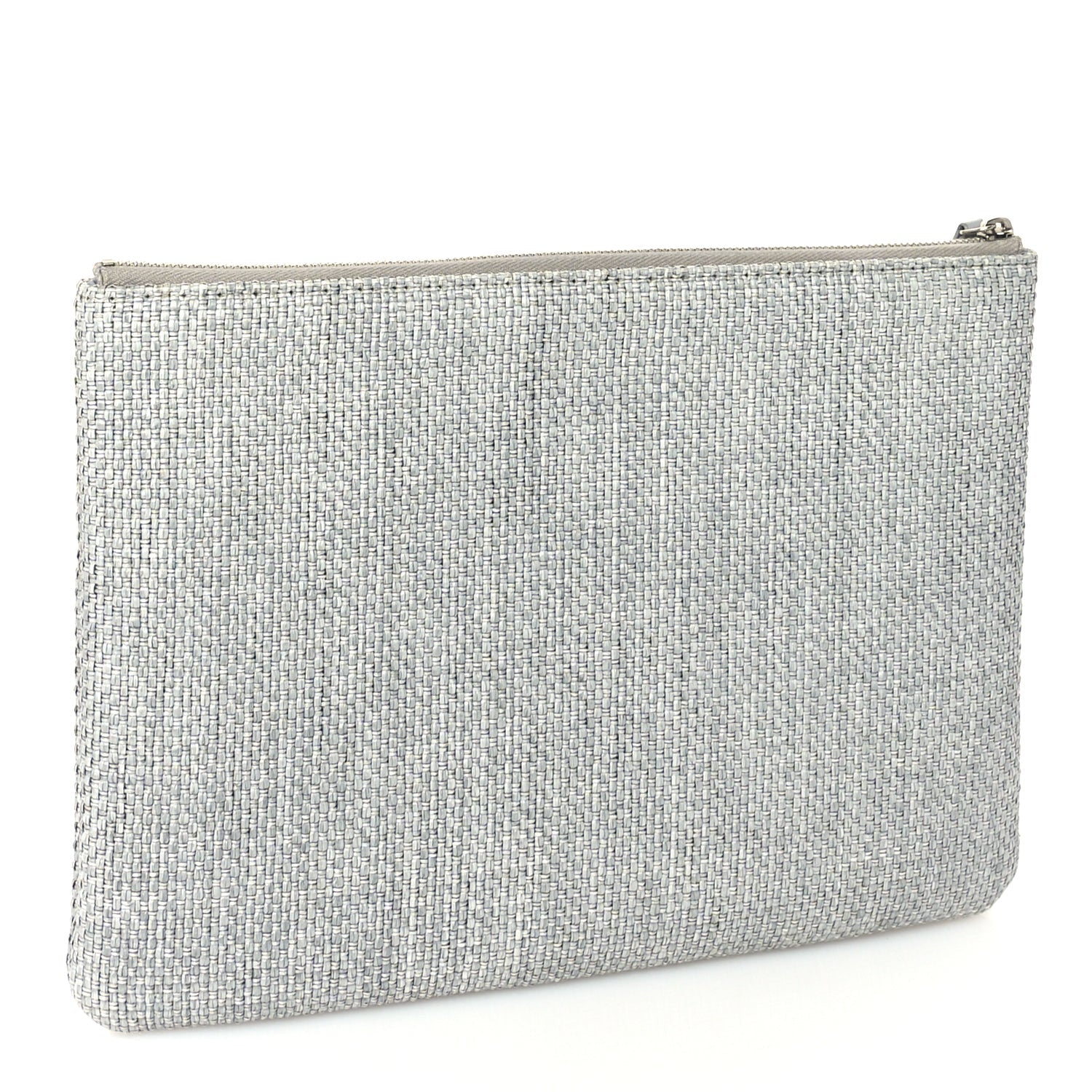 Chanel Woven Straw Raffia Medium Deauville Cosmetic Pouch  Grey 2 of 9