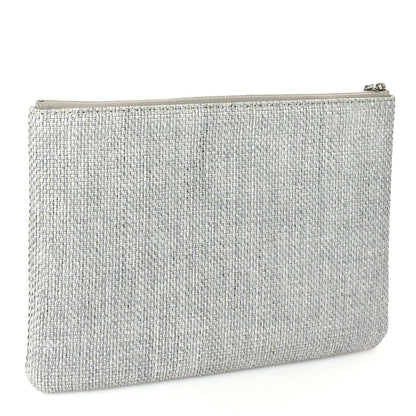 Chanel Woven Straw Raffia Medium Deauville Cosmetic Pouch  Grey 2 of 9
