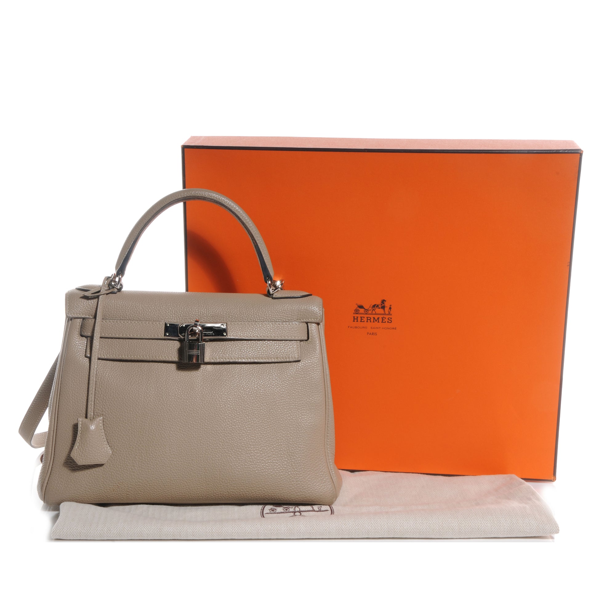 Hermes Taurillon Clemence Kelly Retourne 28 Gris Tourterelle 3 of 10