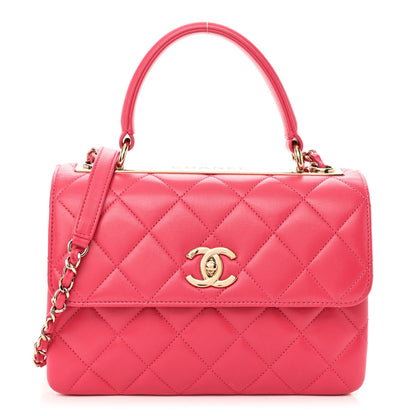 Chanel Lambskin Quilted Small Trendy CC Flap Dual Handle Bag Dark Pink 1 of 7