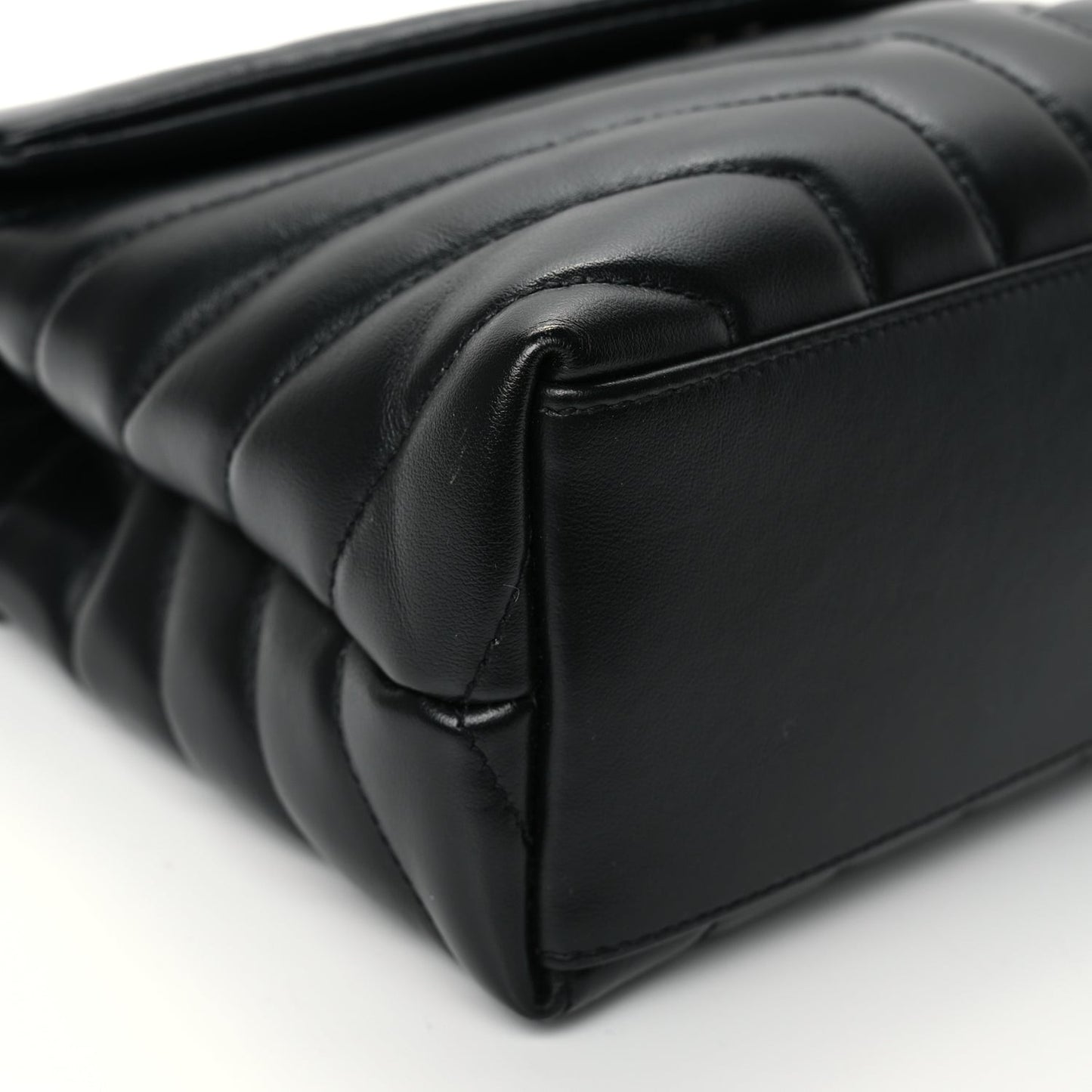 Calfskin Y Quilted Monogram Small Loulou Chain Satchel Black