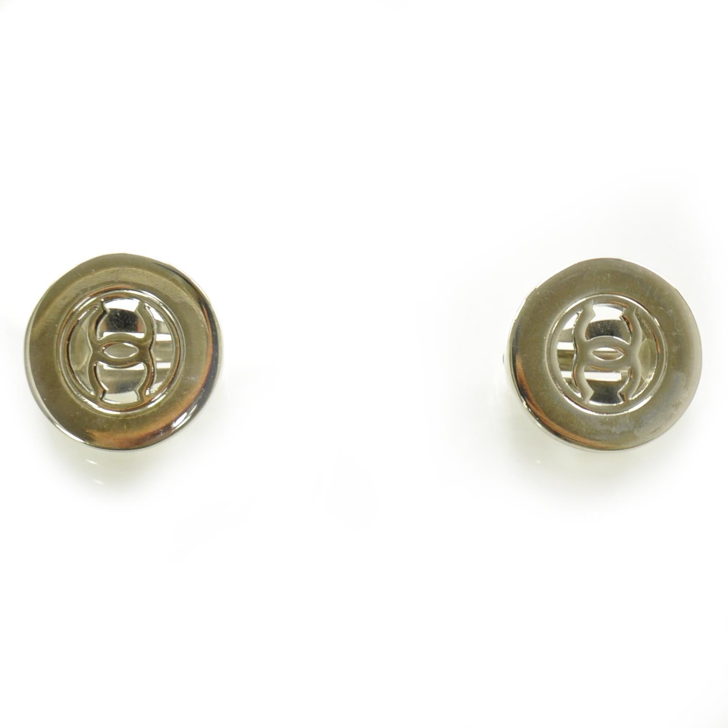 Chanel CC Clip On Earrings Silver 1 of 5
