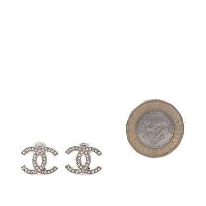 Chanel Metal Crystal CC Earrings Gold 5 of 5