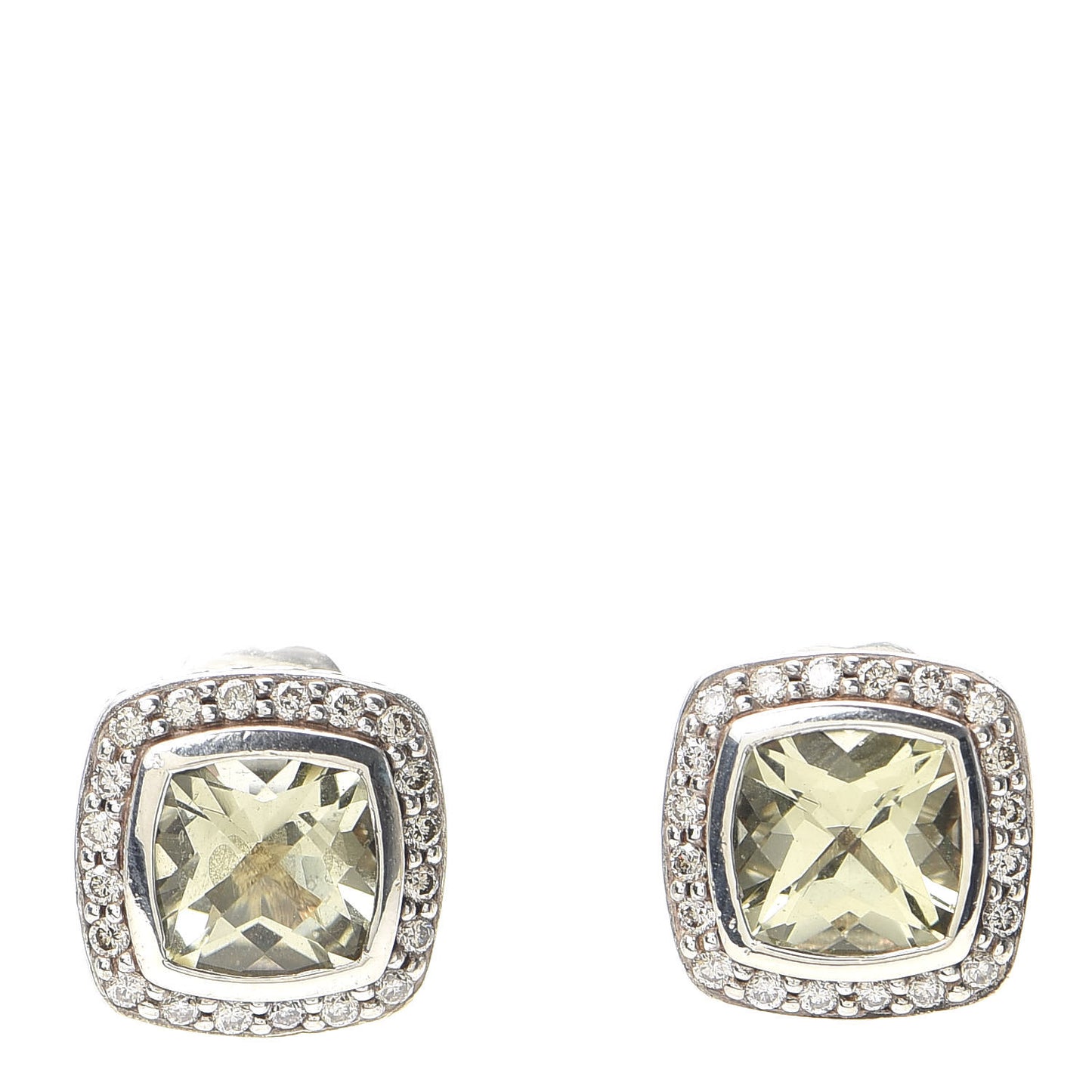 Sterling Silver Diamond Lemon Citrine 7mm Albion Earrings