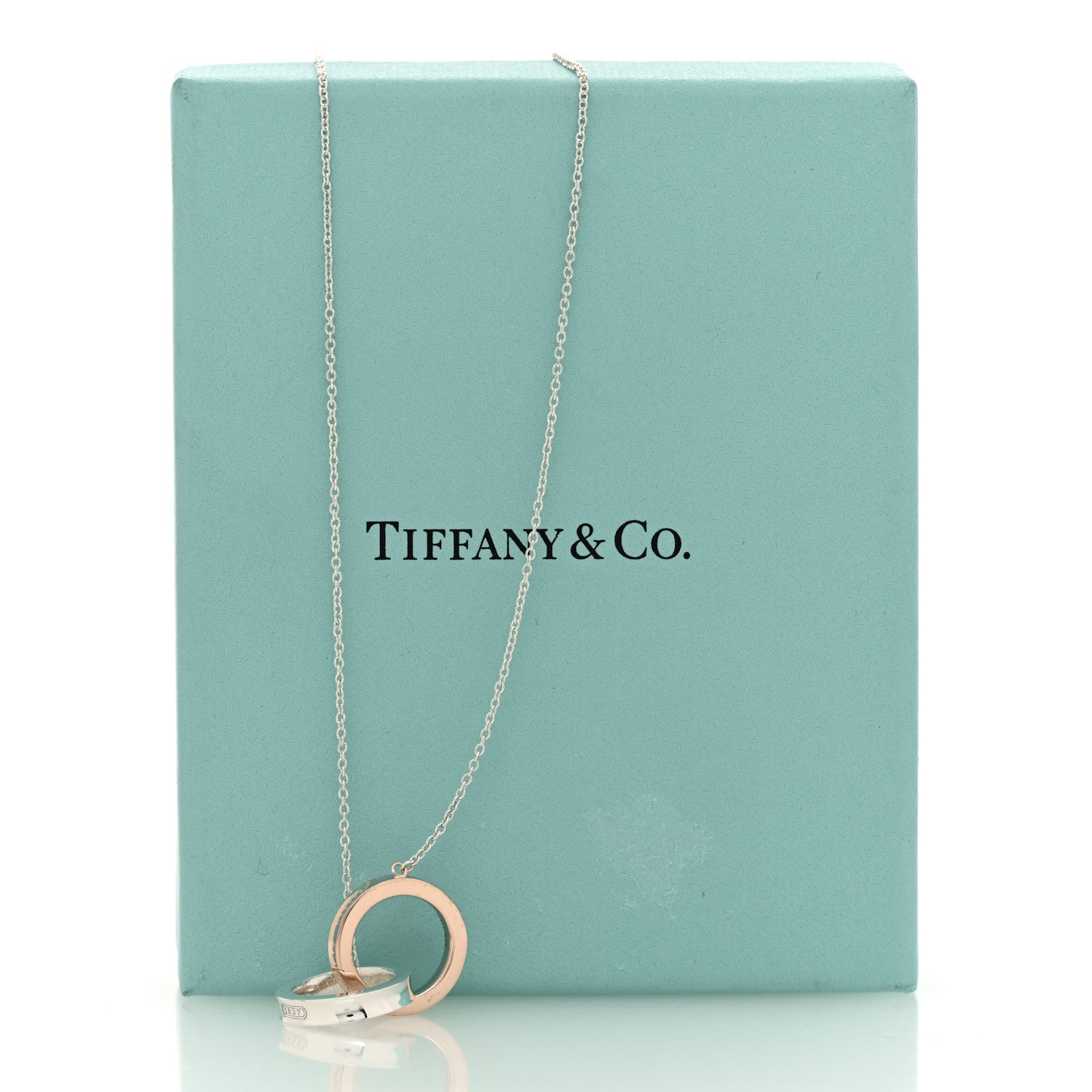 Tiffany Sterling Silver Rubedo 1837 Interlocking Circles Pendant Necklace 5 of 5