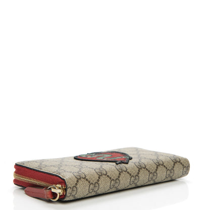 Gucci GG Supreme Monogram Kingsnake Heart Embroidered Zip Around Wallet Red 4 of 9