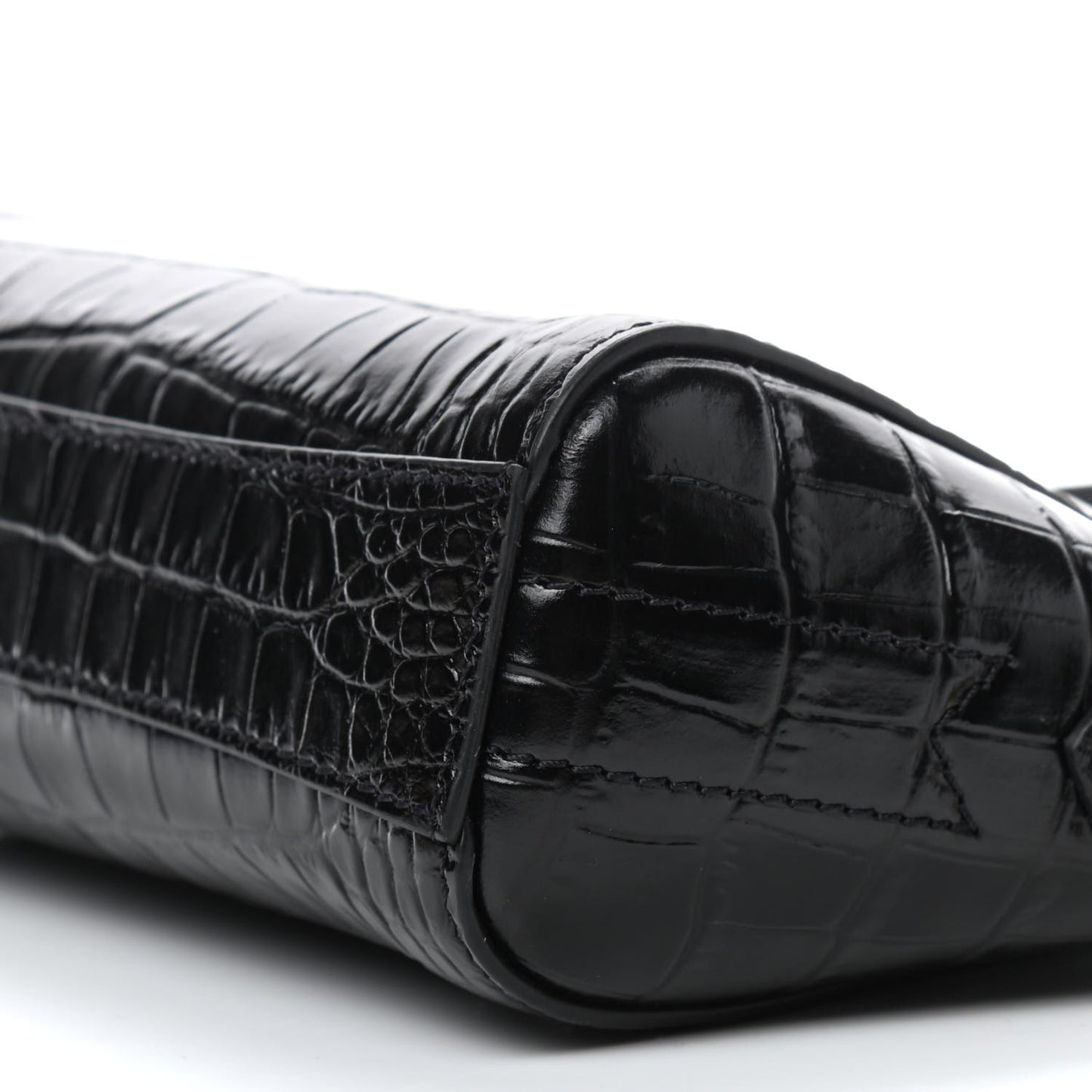 Calfskin Crocodile Embossed Nano Antigona Black