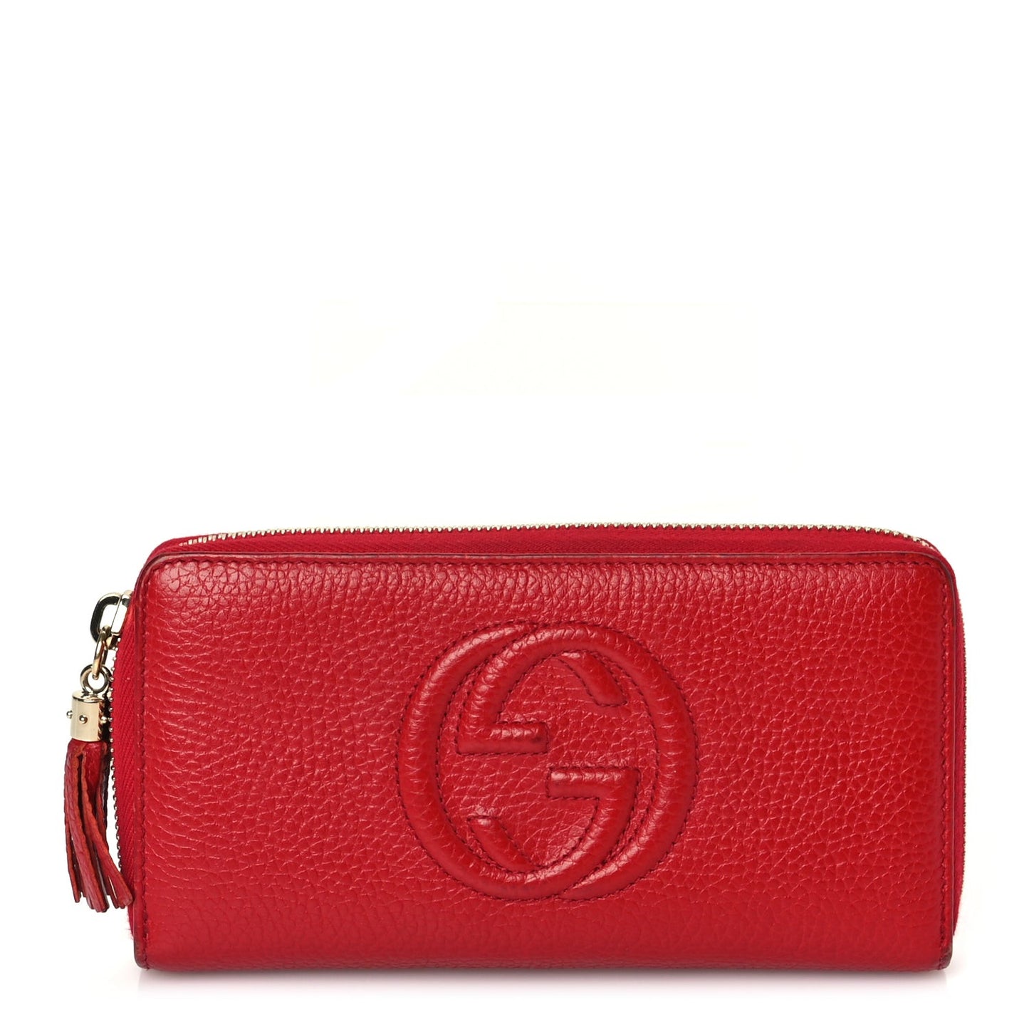 Pebbled Calfskin Soho Zip Around Wallet Red