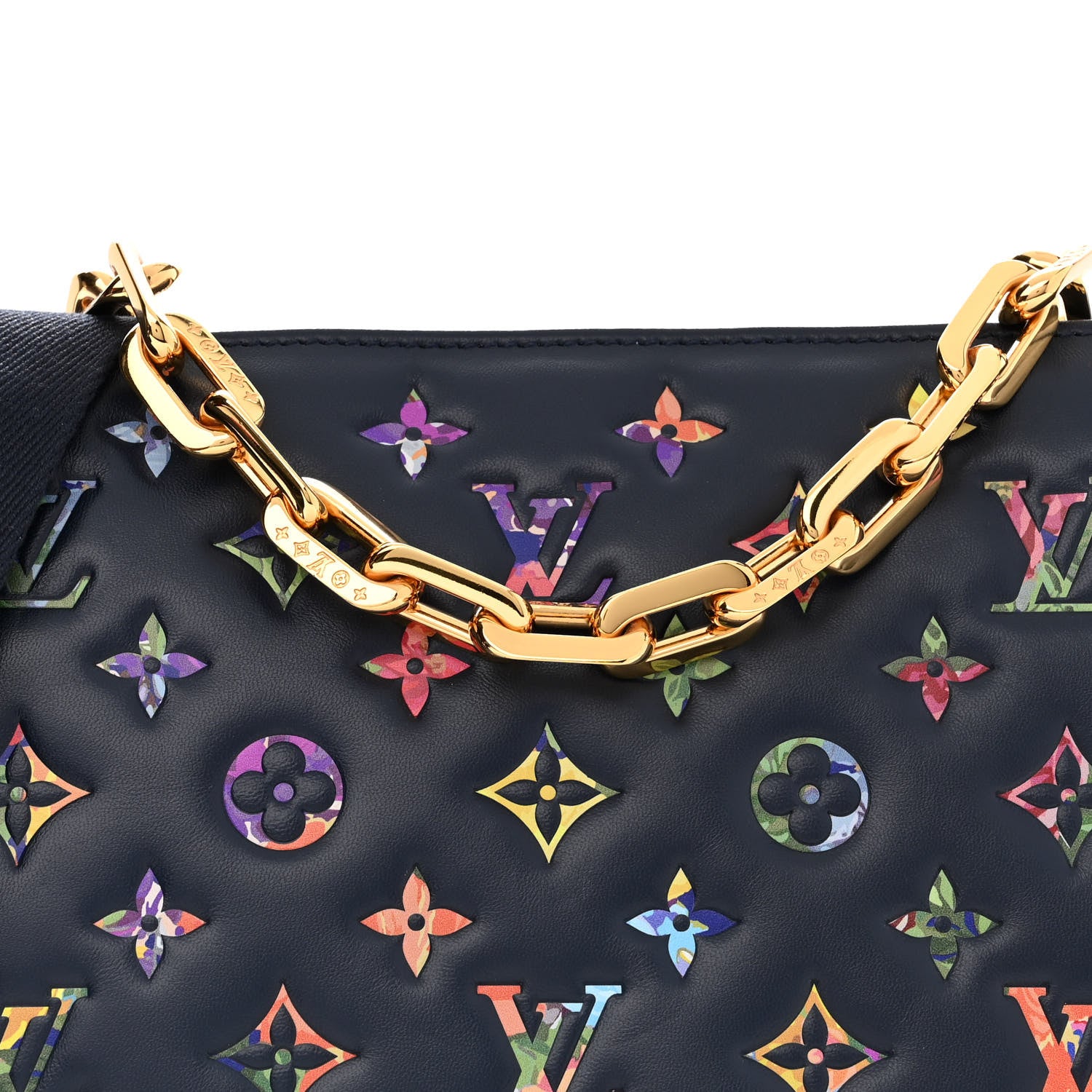 Louis Vuitton Lambskin Embossed Monogram LV Garden Coussin PM Navy 7 of 9