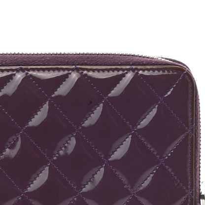 Chanel Patent Quilted Brilliant Zip Around Wallet Purple 11 of 11