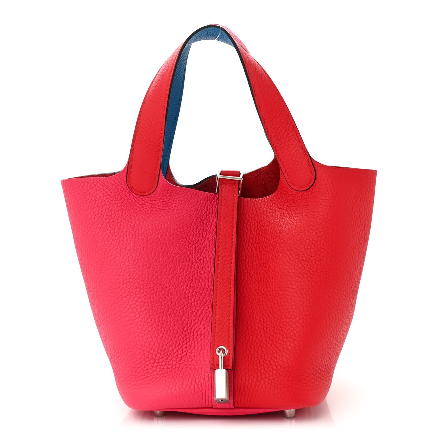 Taurillon Clemence Tri-Color Picotin Lock 18 PM Rouge Coeur Rose Extreme Bleu Zanzibar