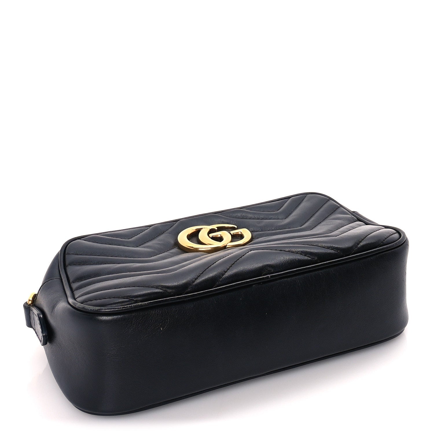 Gucci Calfskin Matelasse Small GG Marmont Chain Shoulder Bag  Black 3 of 8