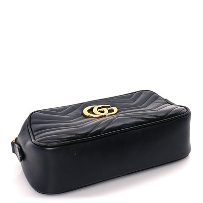Gucci Calfskin Matelasse Small GG Marmont Chain Shoulder Bag  Black 3 of 8