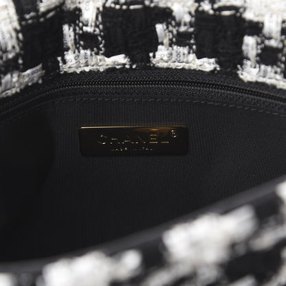 Chanel Tweed Quilted Medium 19 Flap Black Ecru White 5 of 9