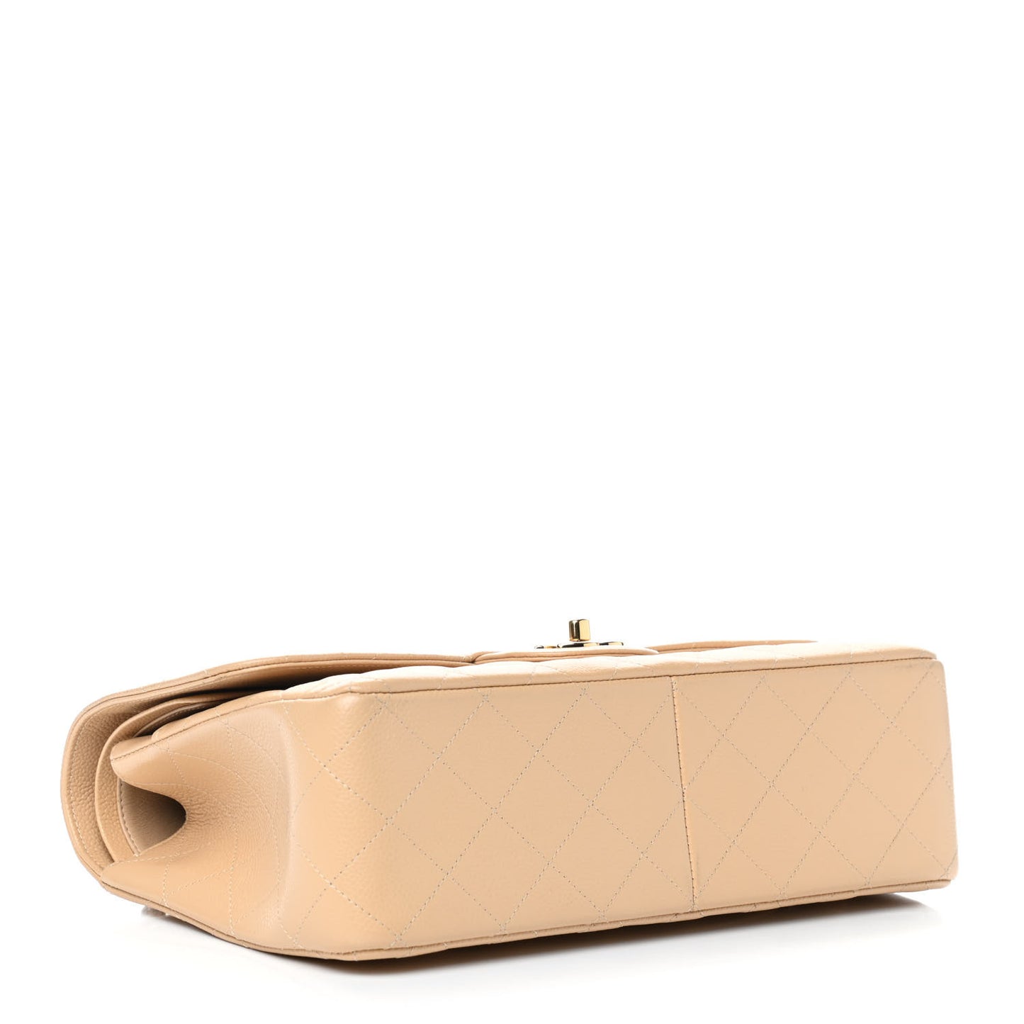 Caviar Quilted Jumbo Double Flap Beige Clair