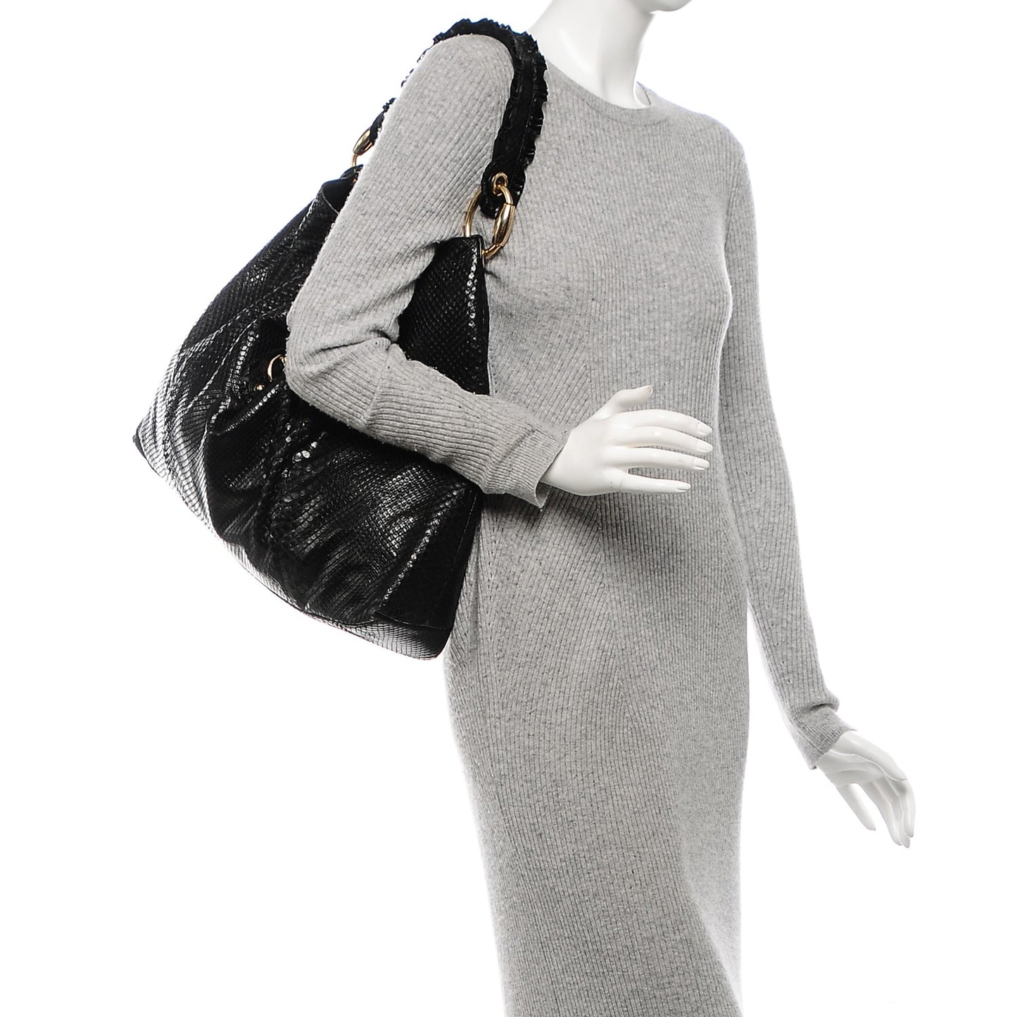 Python Large Sabrina Hobo Black