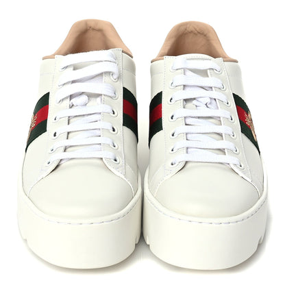 Gucci Calfskin Web Womens Ace Platform Sneakers 38.5 White 3 of 8