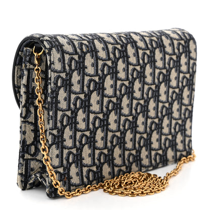 Christian Dior Oblique Saddle Chain Pouch Blue 3 of 9