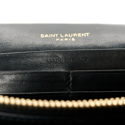 Saint Laurent Lambskin Matelasse Chevron Monogram Sulpice Chain Wallet Black 7 of 12