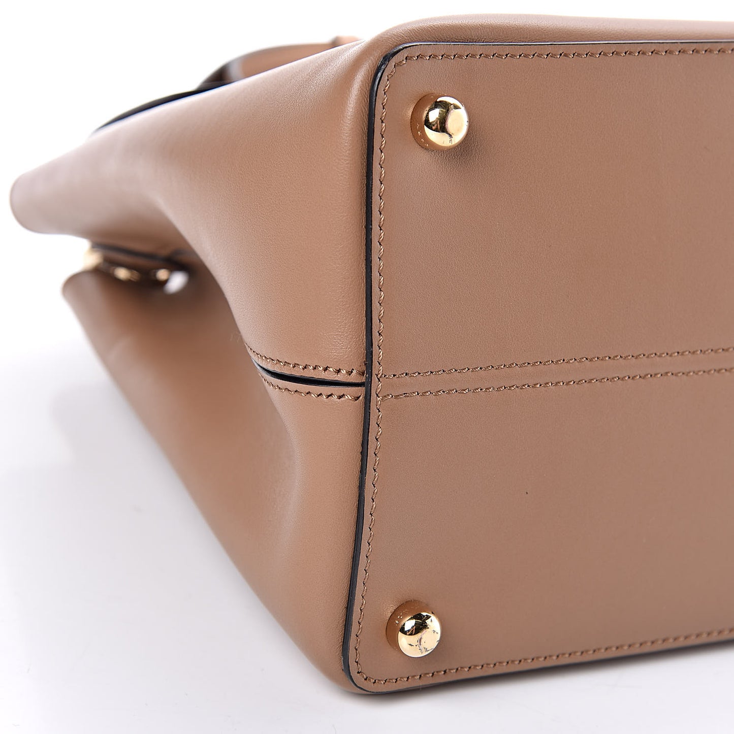 Smooth Bonded Calfskin Medium Saddle Tote Camel