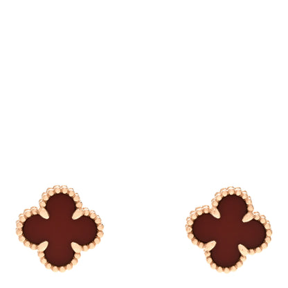 Van Cleef & Arpels 18K Rose Gold Carnelian Sweet Alhambra Earrings 1 of 6