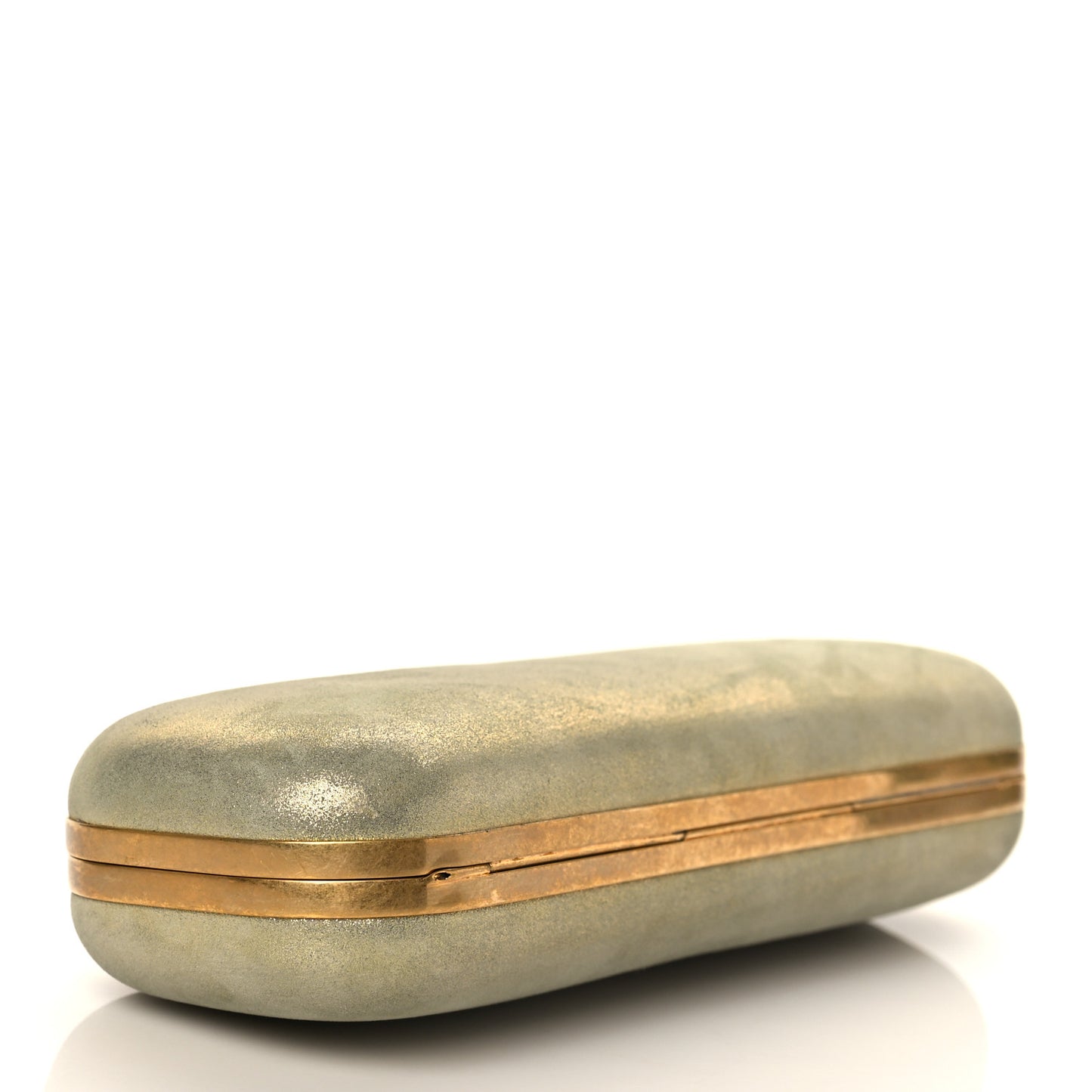 Metallic Lambskin Skull Knuckle Box Clutch Gold