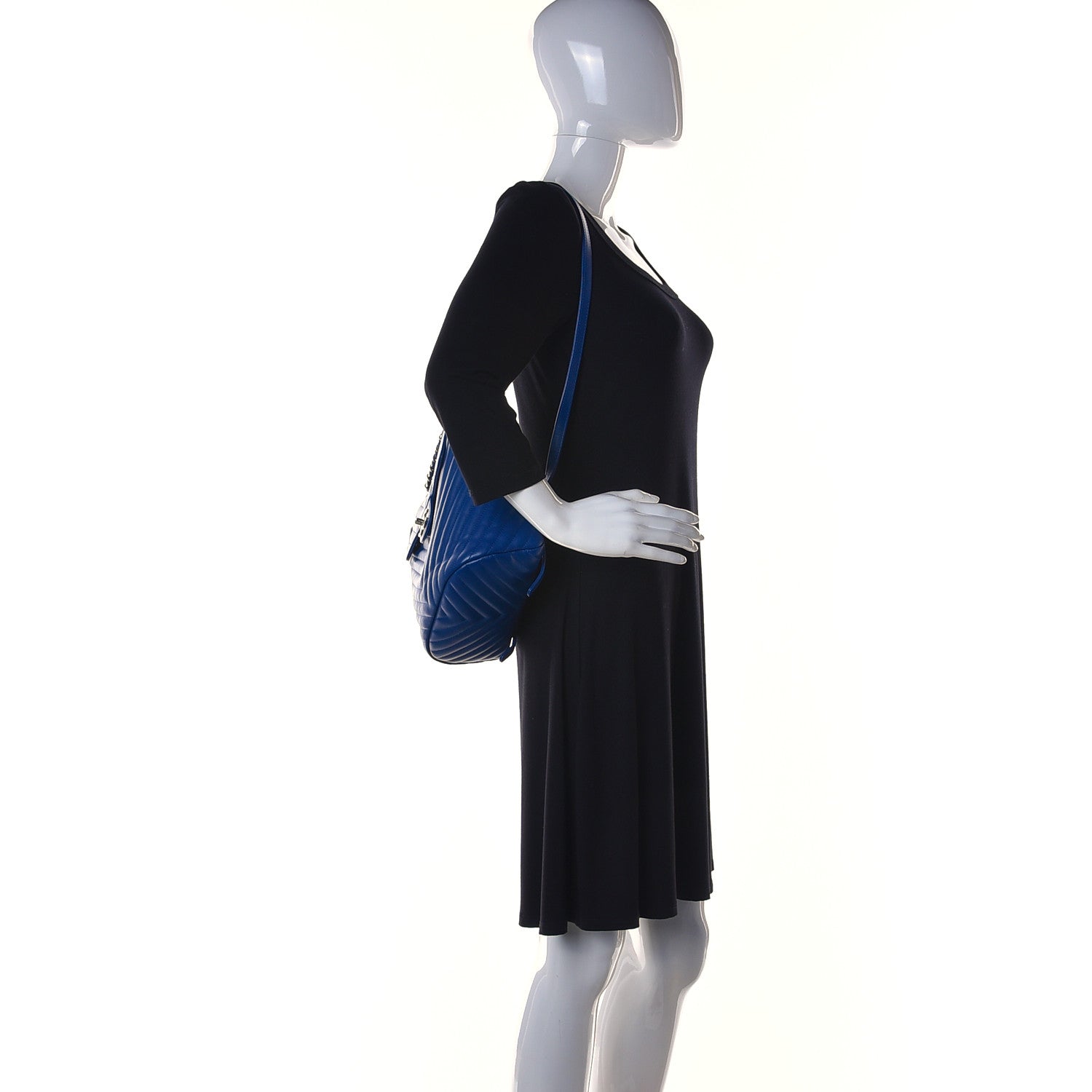 Chanel Lambskin Chevron Quilted Small Urban Spirit Backpack Blue 2 of 12