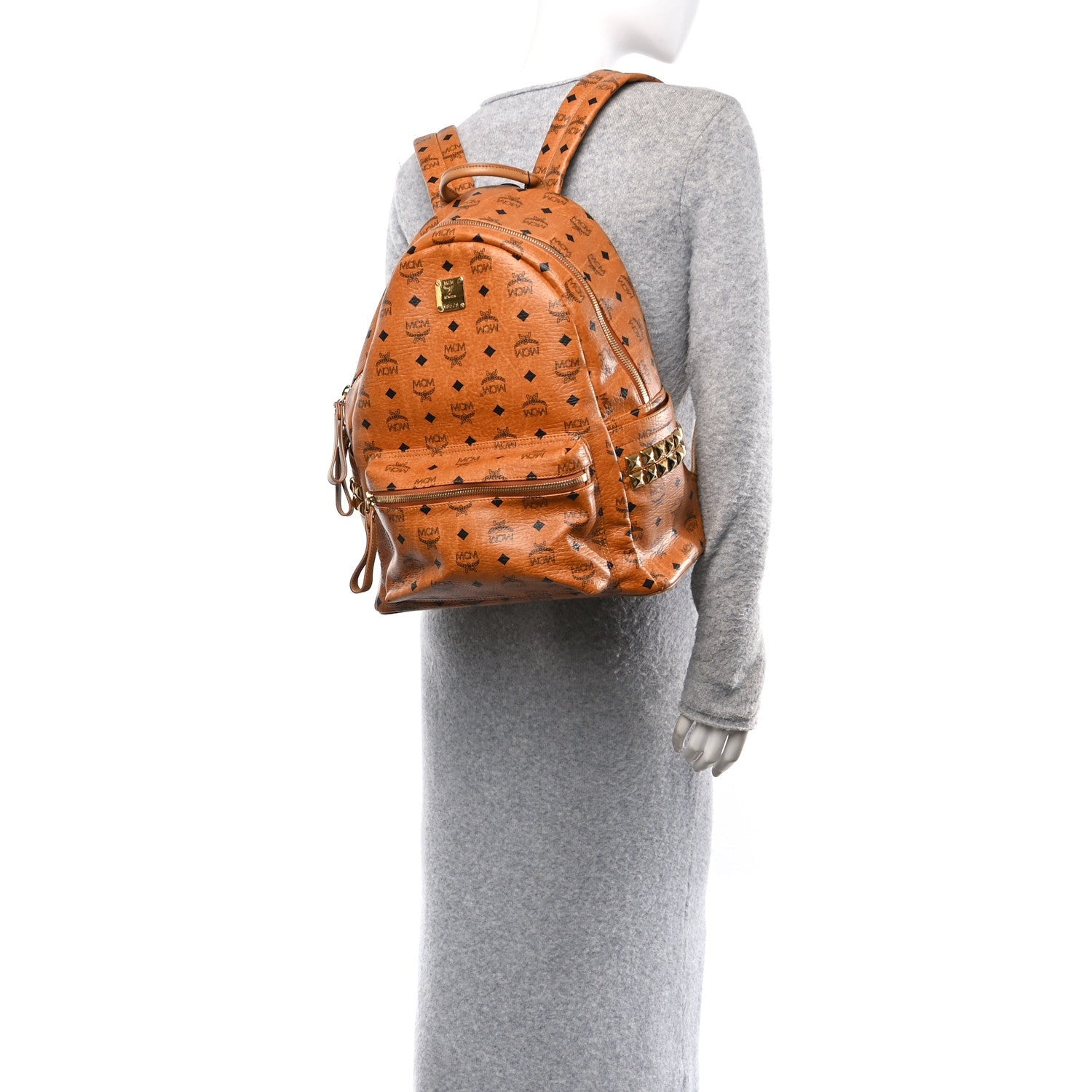 MCM Visetos Medium Side Studs Stark Backpack Cognac 2 of 7
