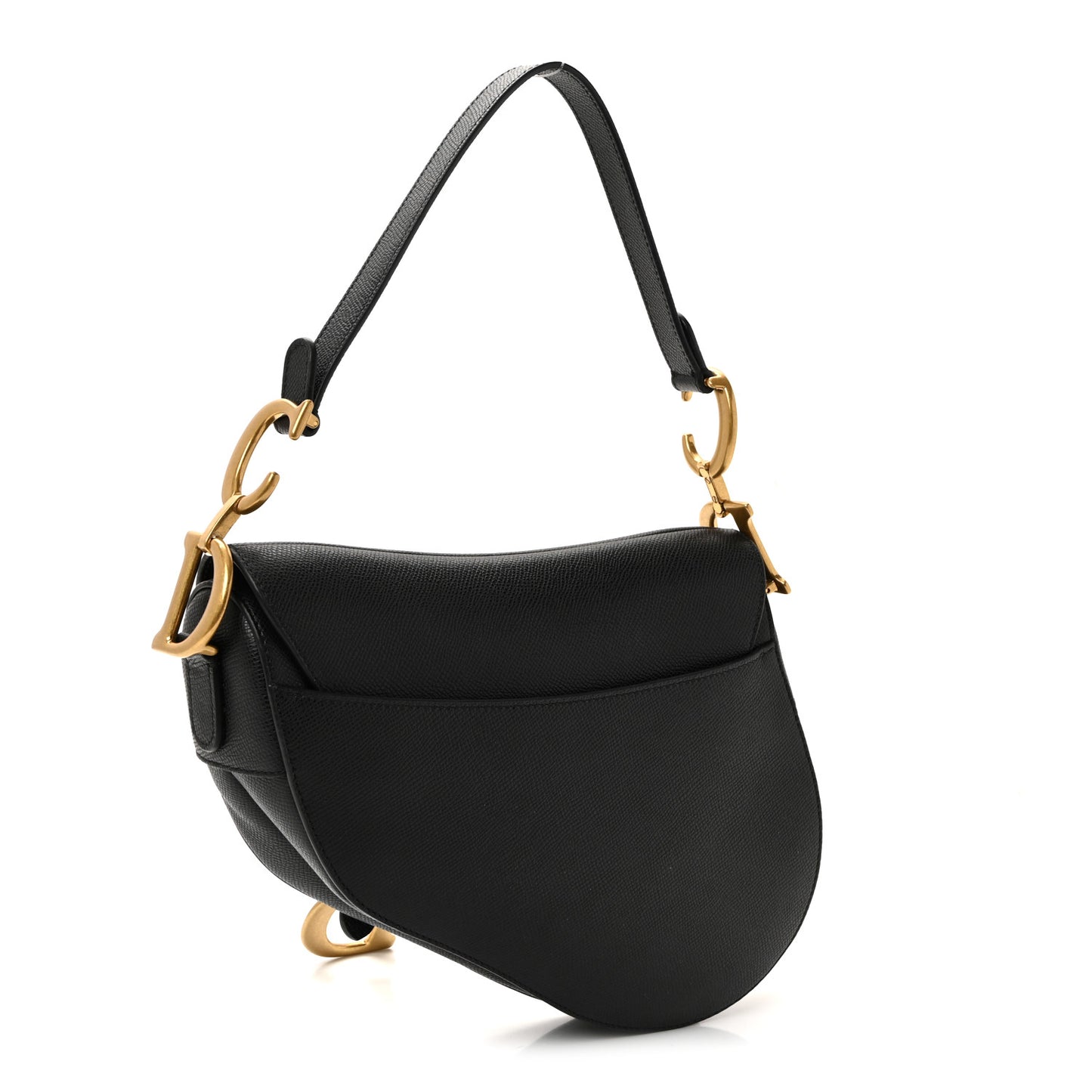 Grained Calfskin Saddle Bag Black