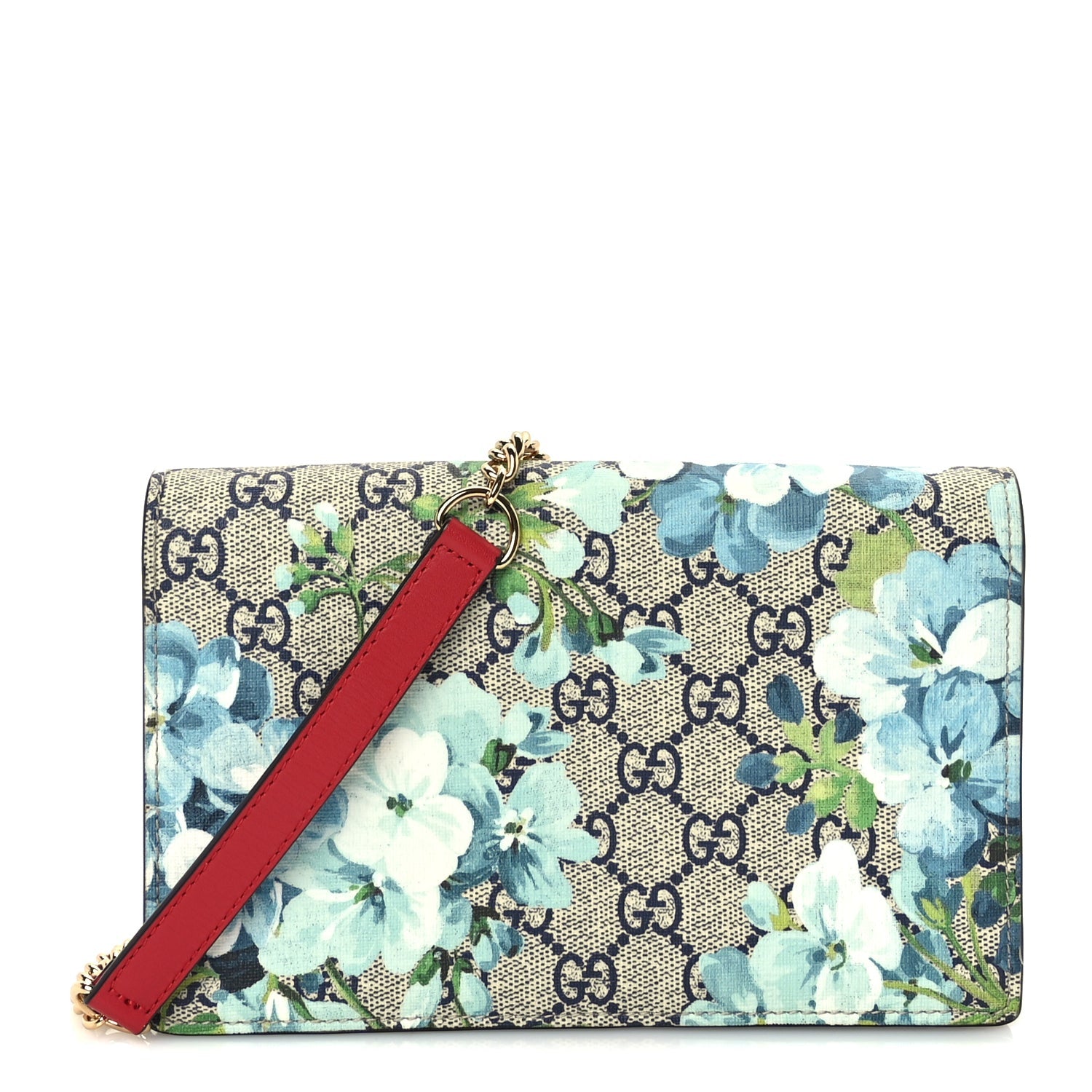 Gucci GG Supreme Monogram Blooms Chain Wallet  Blue 1 of 8