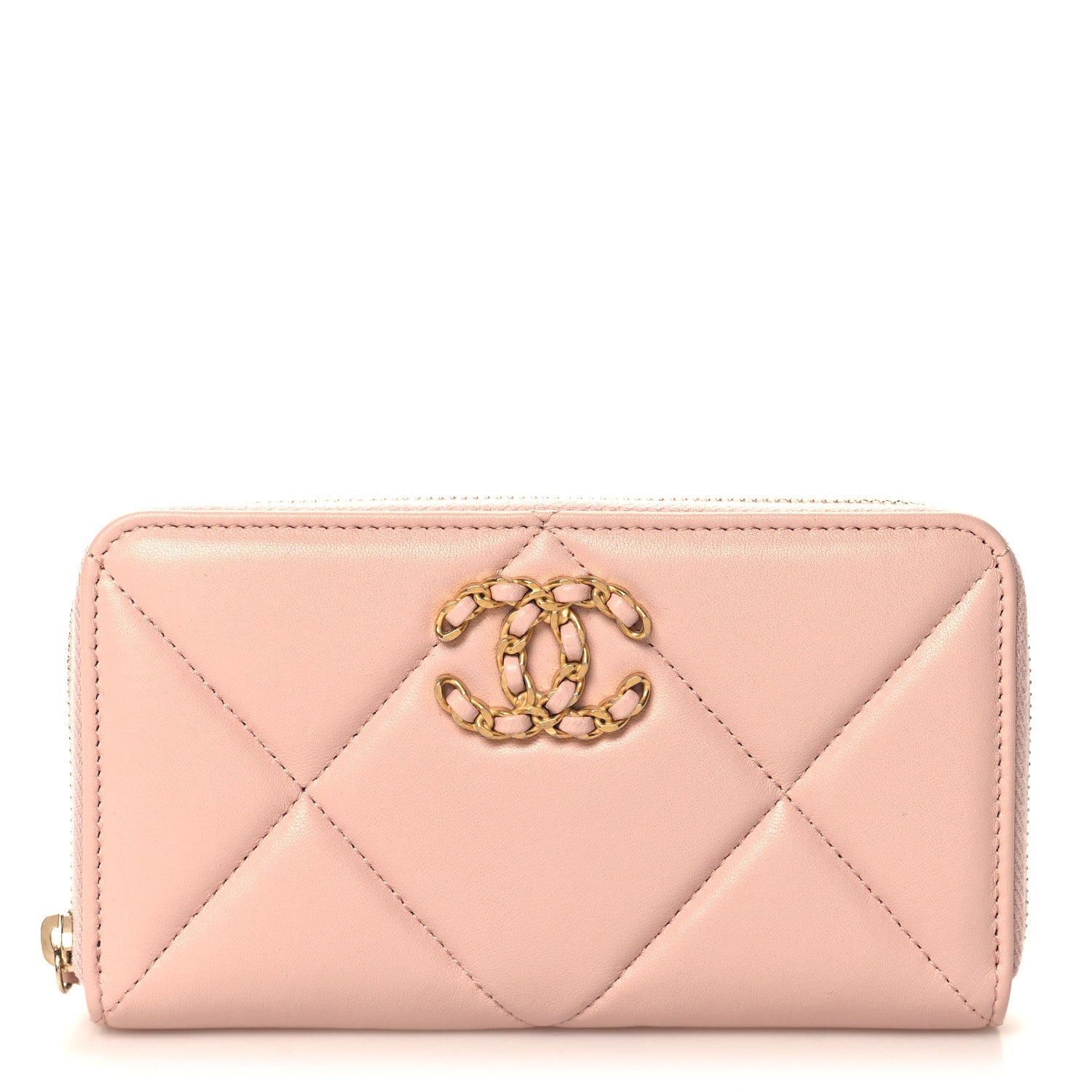 Chanel Lambskin Quilted Chanel 19 Zipped Wallet Light Pink 1 of 9