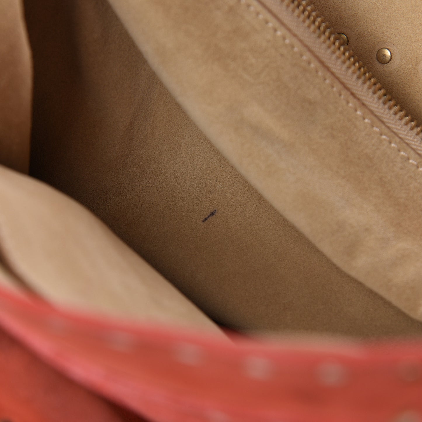 Suede Studded Boogie Satchel Red