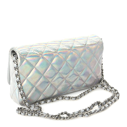 Chanel Iridescent Mirror Goatskin Quilted Clutch With Chain  Silver 2 of 9