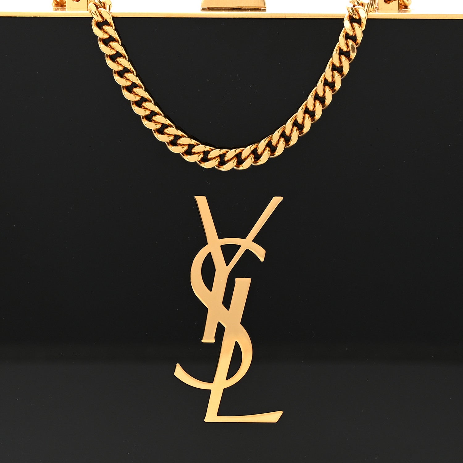 Saint Laurent Plexiglass Monogram Minaudiere Tuxedo Box Clutch Black 8 of 10