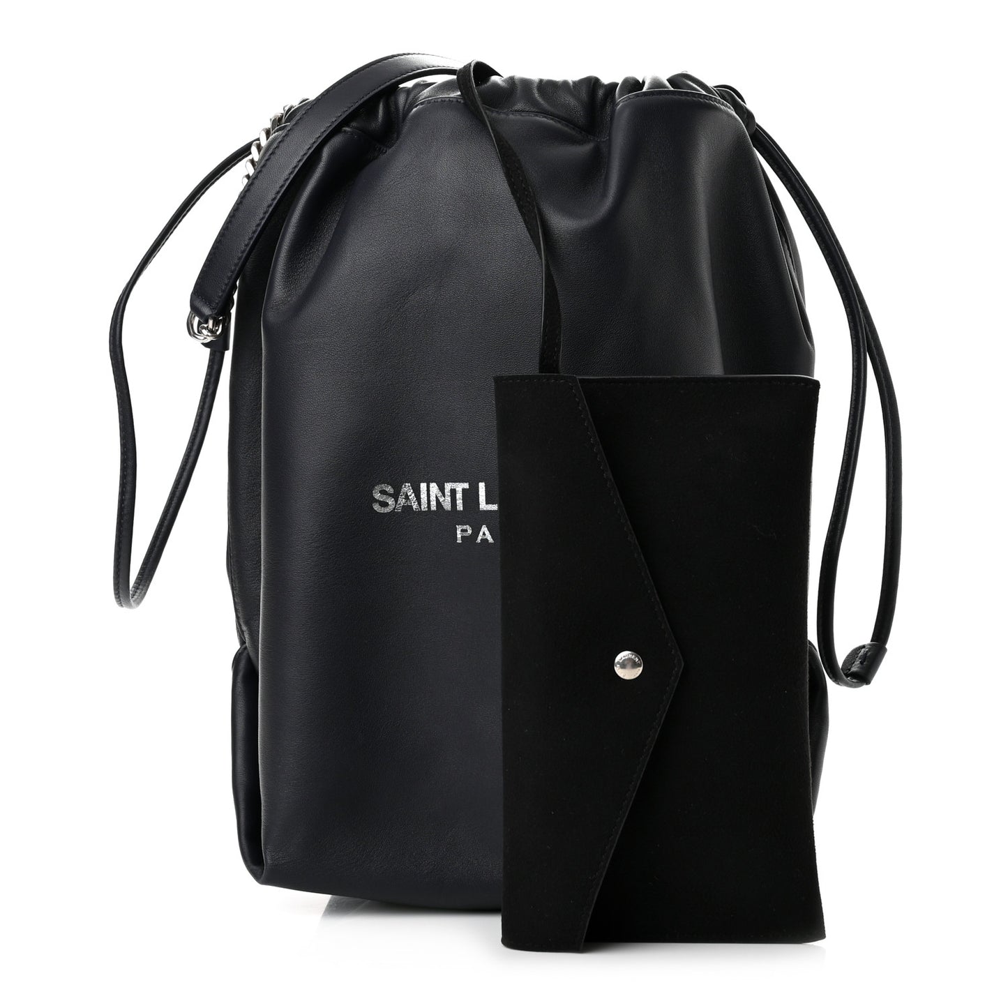 Lambskin Teddy Drawstring Bag Black