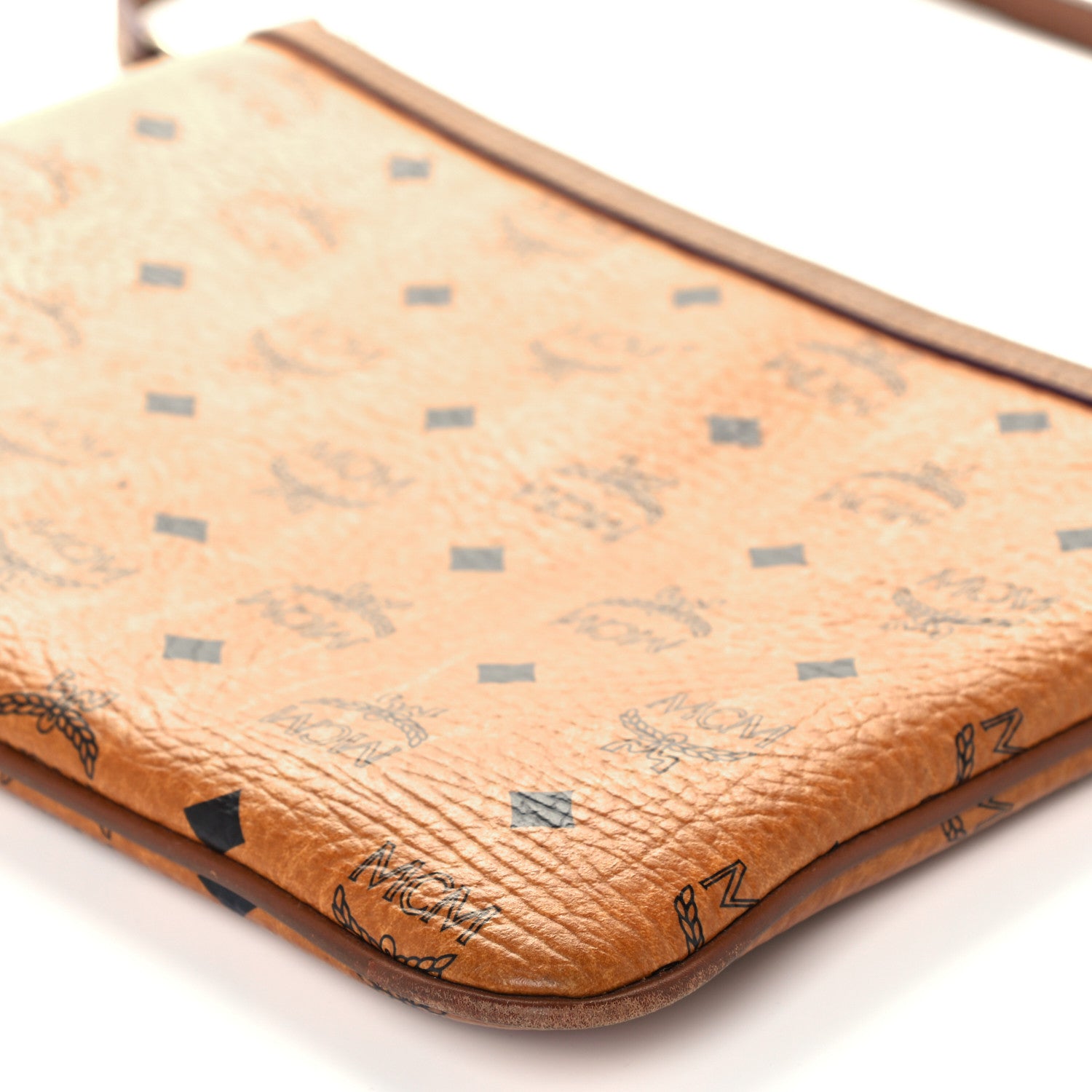 MCM Visetos Liz Shopper Tote Pouch Cognac 11 of 13