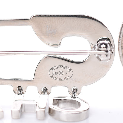 Chanel Crystal Safety Pin Brooch Silver 4 of 4