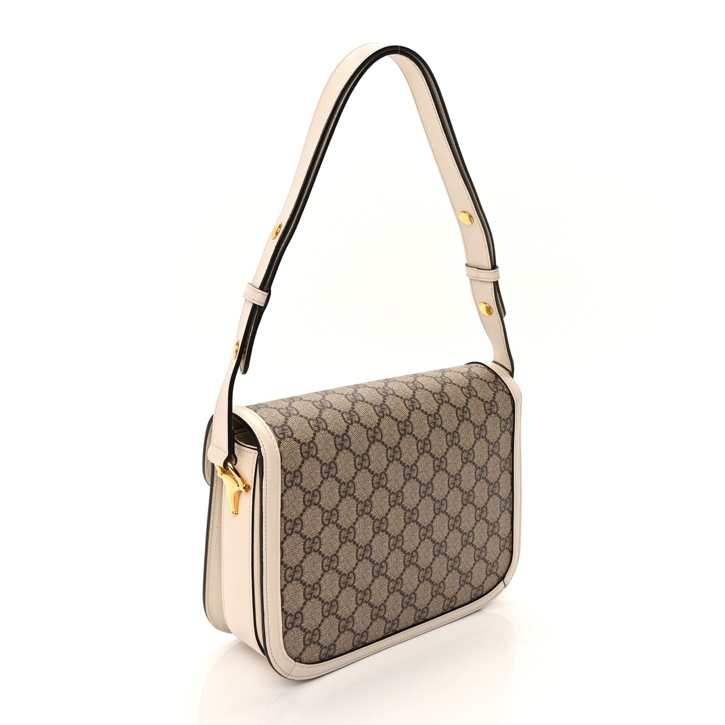 GG Supreme Monogram Horsebit 1955 Shoulder Bag Beige Mystic White