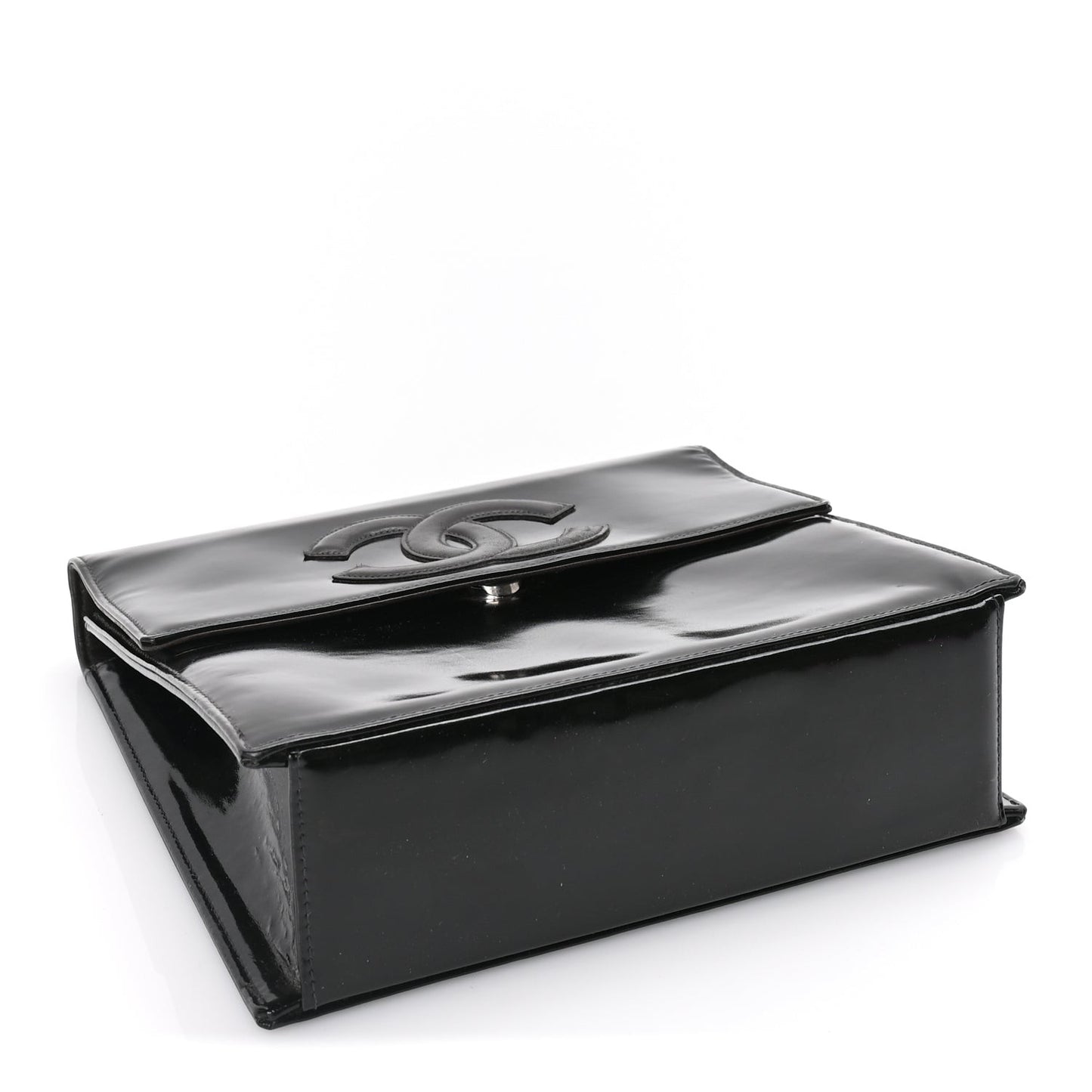 Lambskin Patent CC Flap Bag  Black