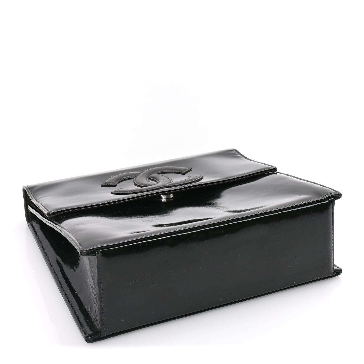 Chanel Lambskin Patent CC Flap Bag  Black 3 of 9