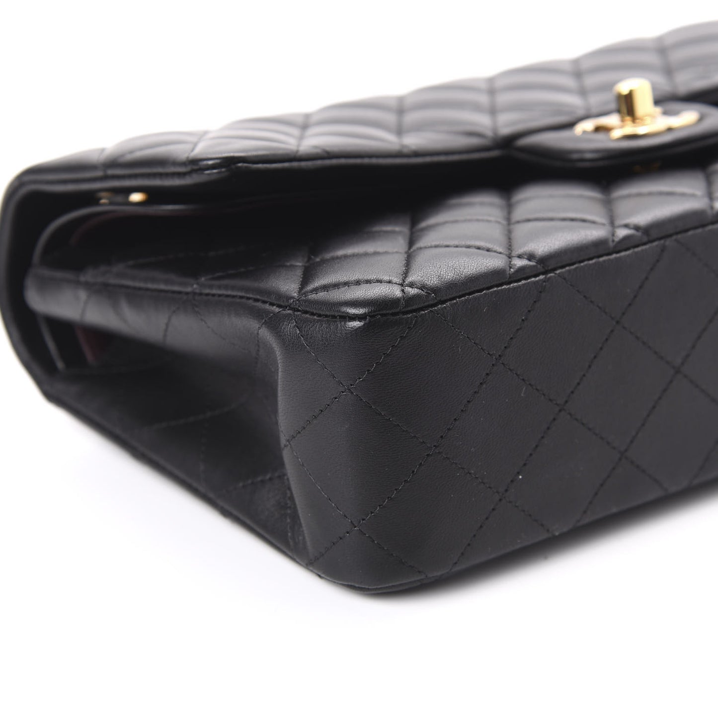 Lambskin Quilted Medium Double Flap Black