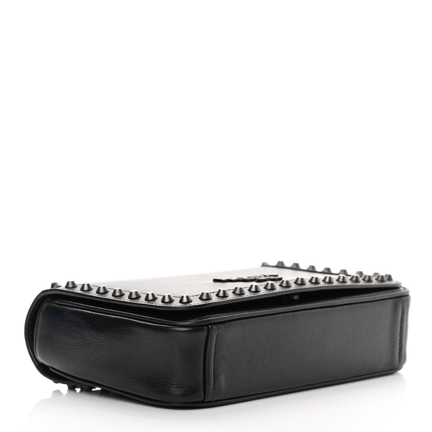 Glace Calfskin Studded Crossbody Black