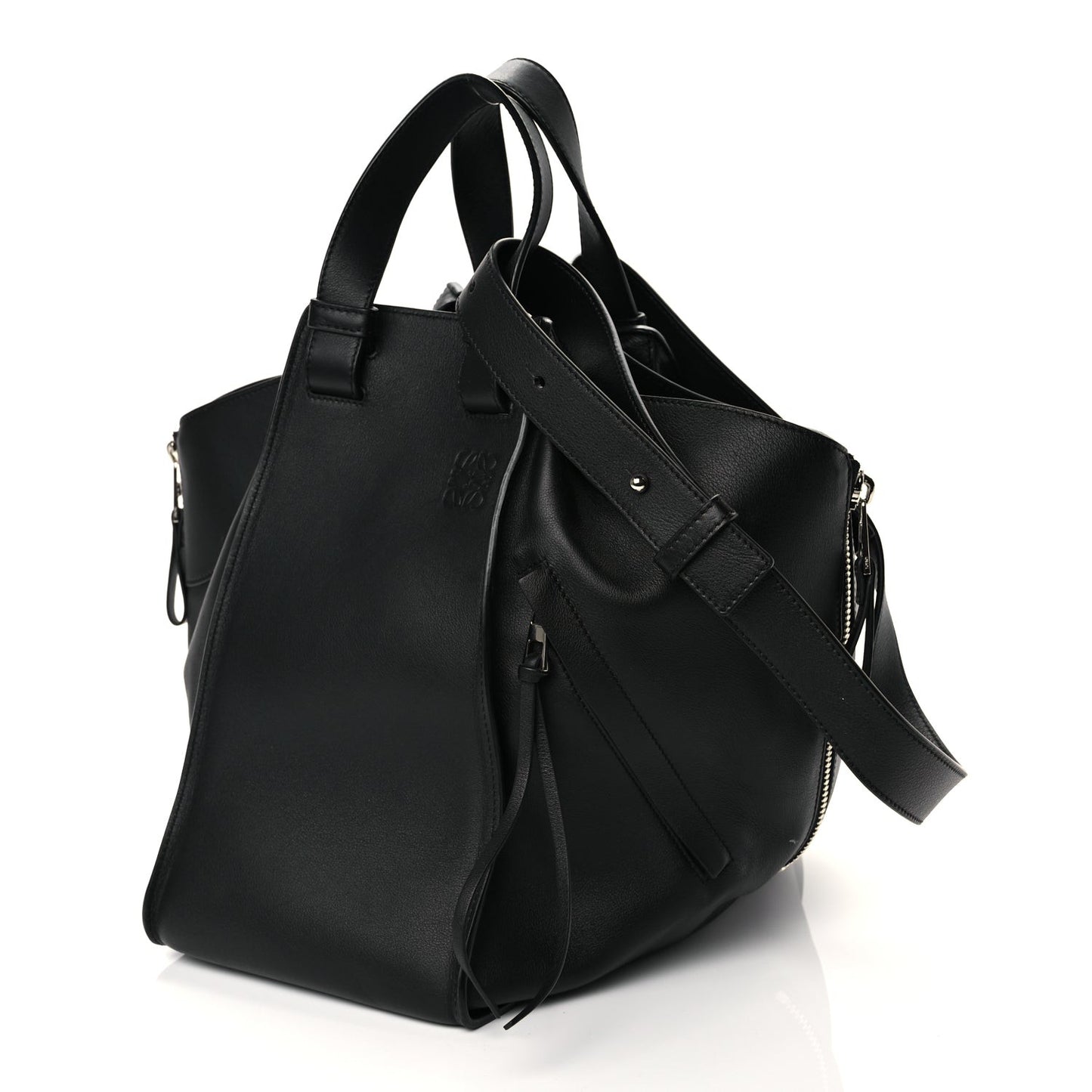 Calfskin Medium Hammock Shoulder Bag Black