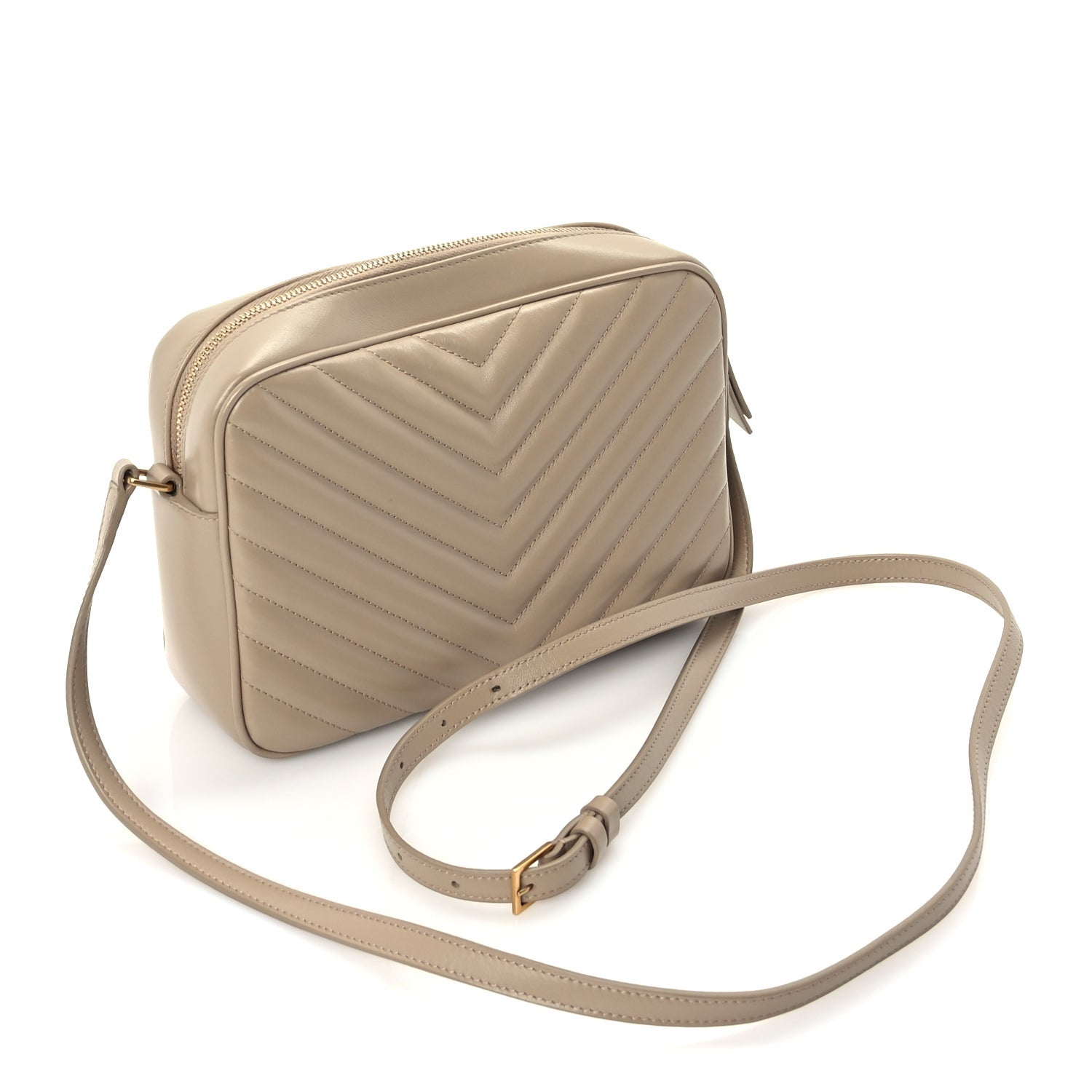 Saint Laurent Calfskin Matelasse Monogram Lou Camera Bag Dark Beige 2 of 8