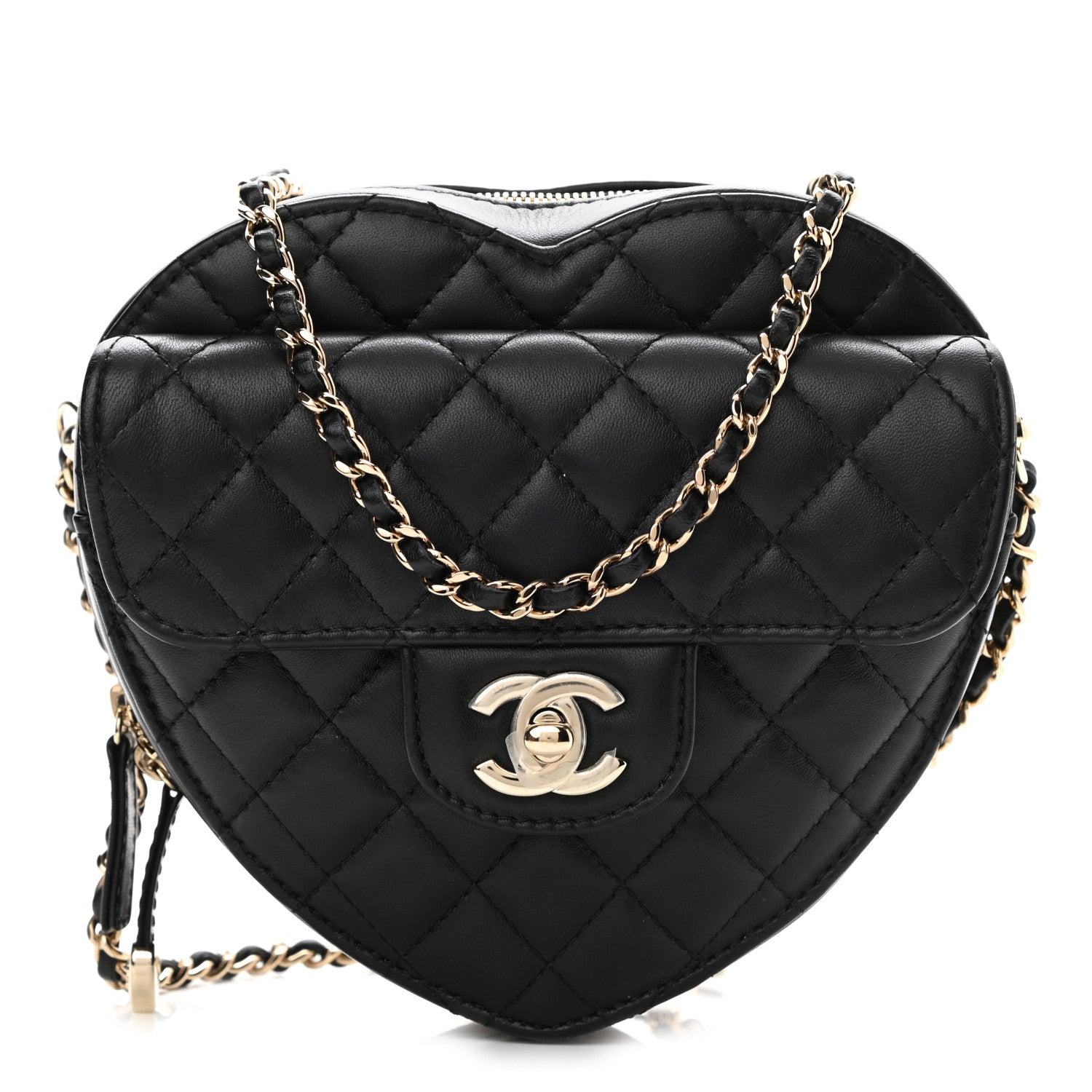 Chanel Lambskin Quilted CC In Love Heart Bag Black 1 of 9