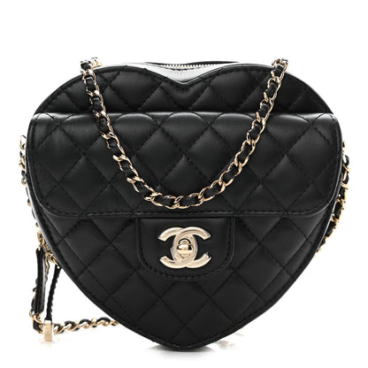 Chanel Lambskin Quilted CC In Love Heart Bag Black 1 of 9